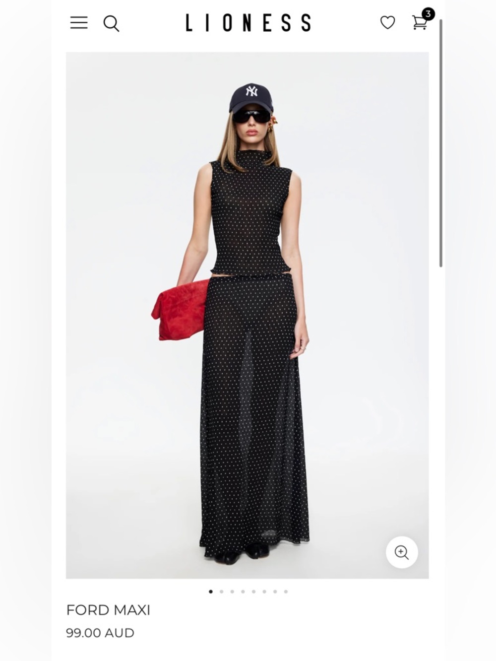 Lioness Black Polka Dot Maxi Skirt